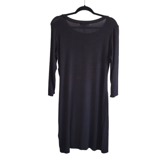 Gibson Black 3/4 Sleeve Ruched Side Jersey Knit Bodycon Dress Women's Size L - Picture 4 of 9